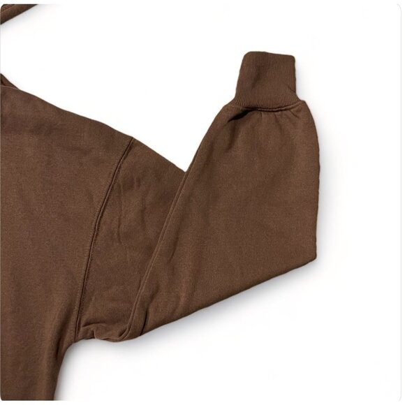 Hippie Rose Graphic Cropped Hoodie - Womens Brown Cozy Pullover Sweatshirt - Picture 5 of 15